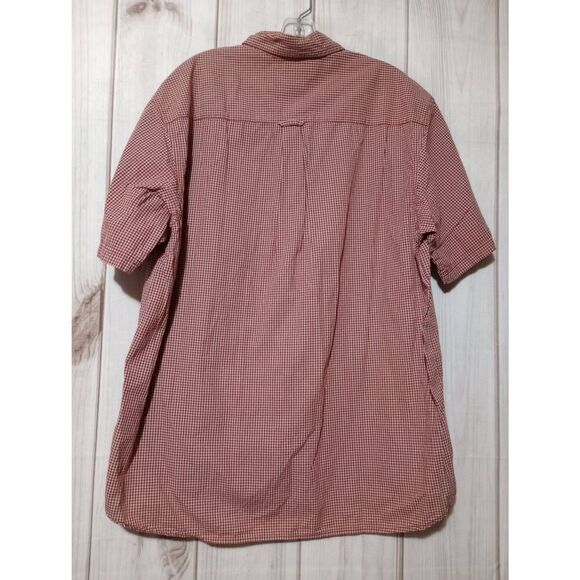 Columbia Shirt Men's Large Red Check Button Front Short Sleeve - Picture 2 of 8
